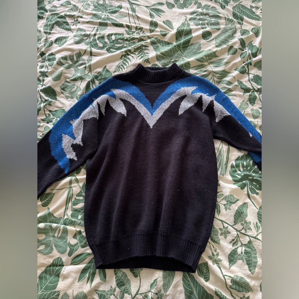 Vintage Ellen D Blue and Black 80’s Sweater Size Large